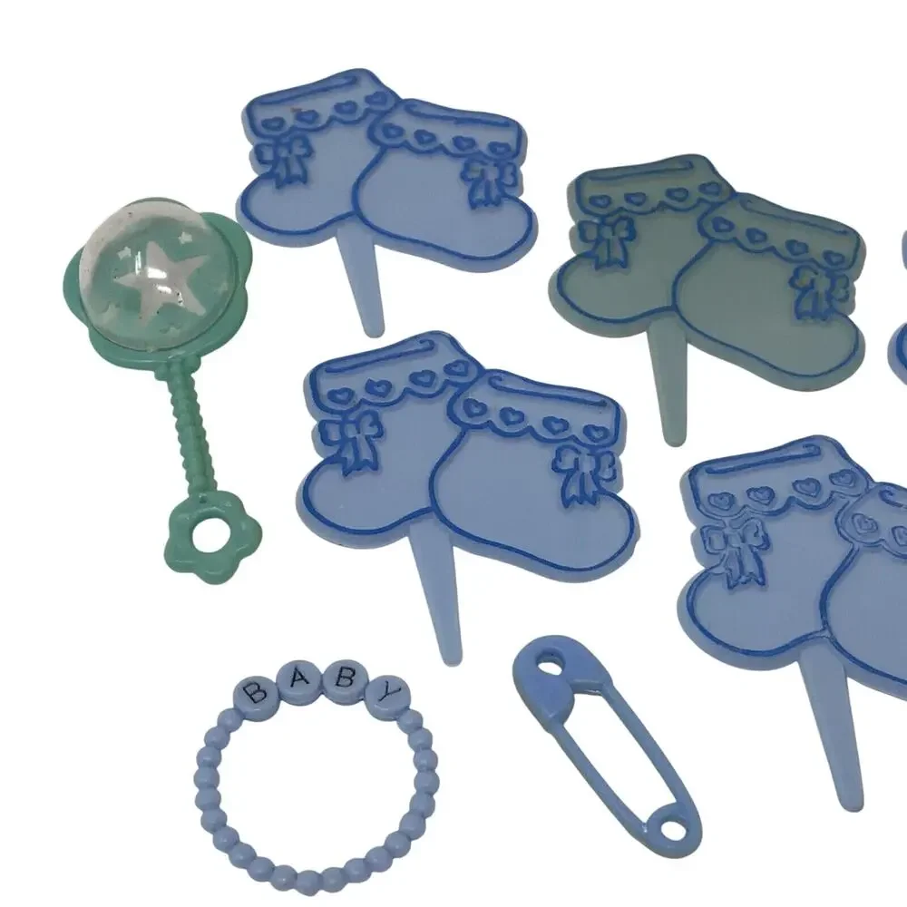 Vintage Baby Boy Shower Cake Topper Decorations Set